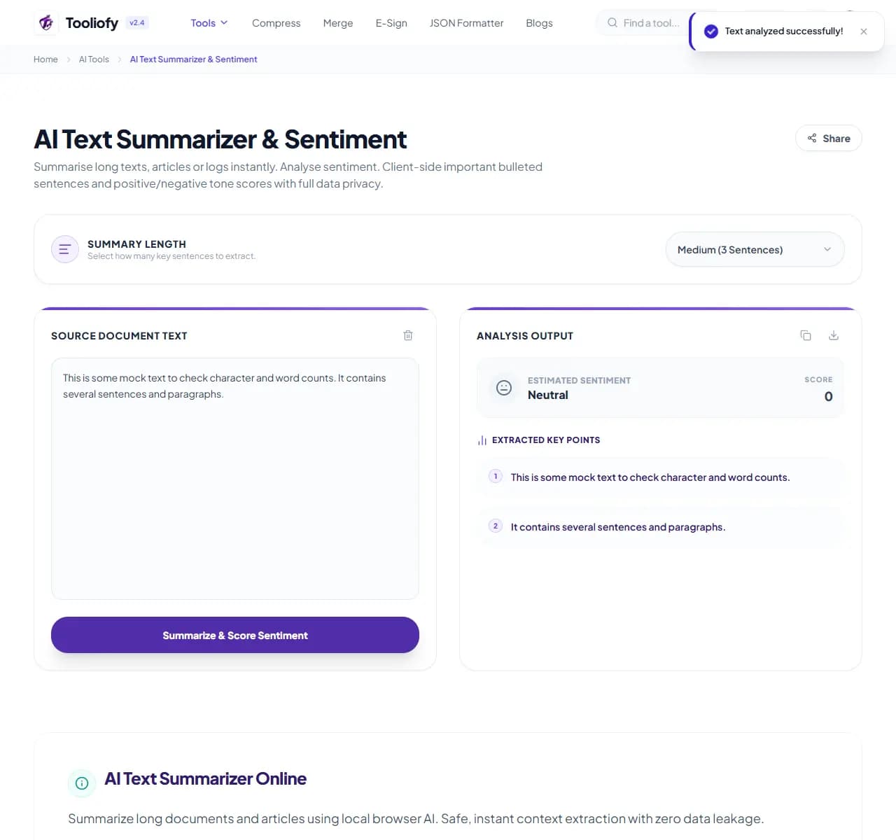 AI Text Summarizer & Sentiment - Download File