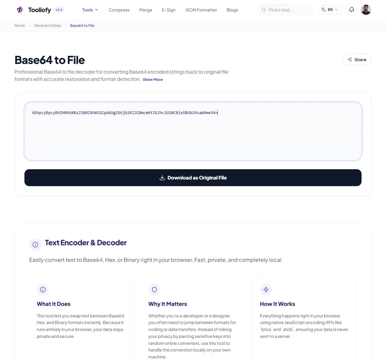 Base64 to File - Download File