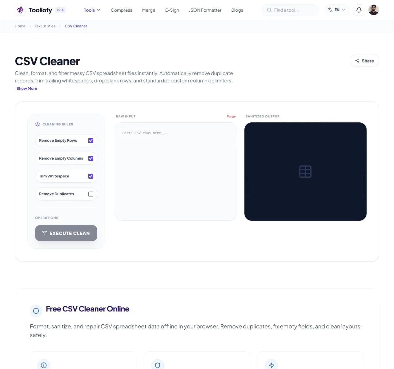 CSV Cleaner - Select File