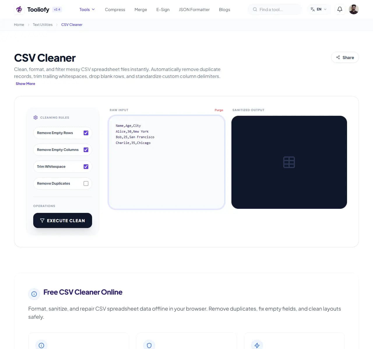 CSV Cleaner - Processing