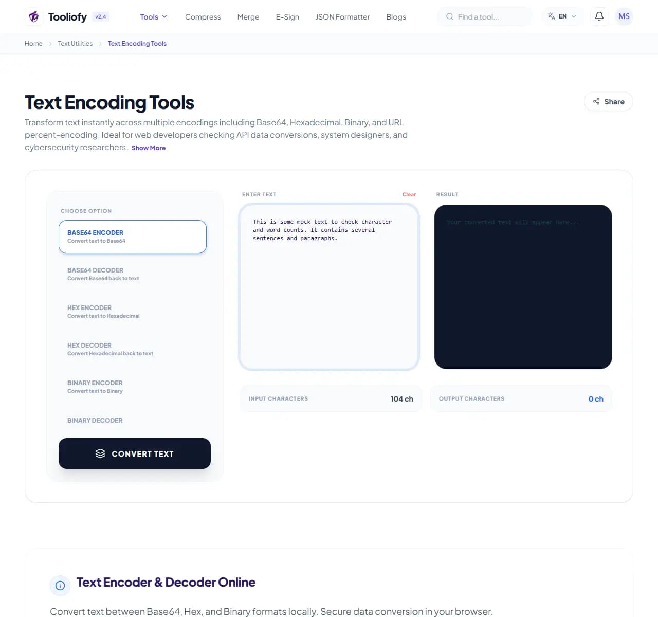 Text Encoding Tools - Processing