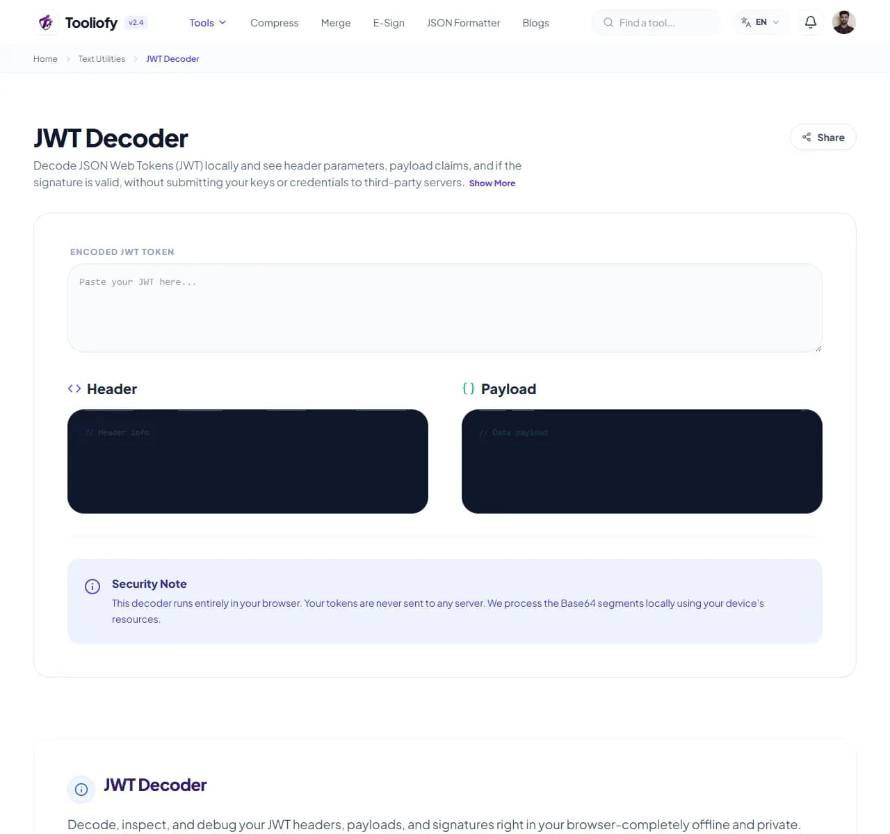 JWT Decoder - Select File