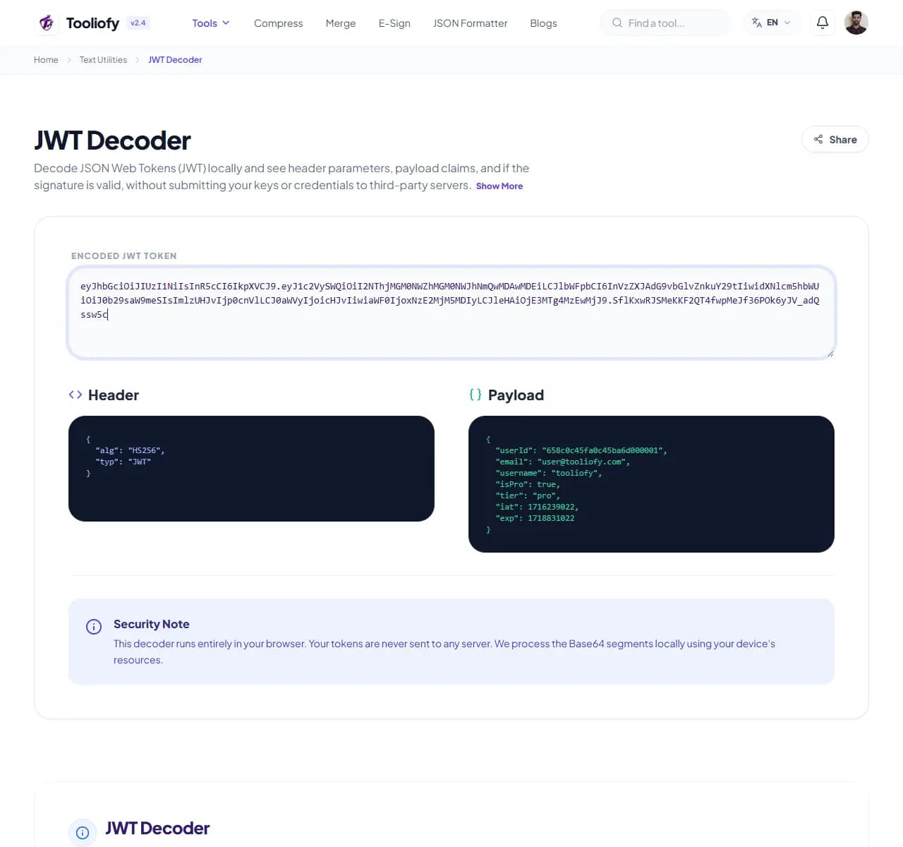 JWT Decoder - Processing