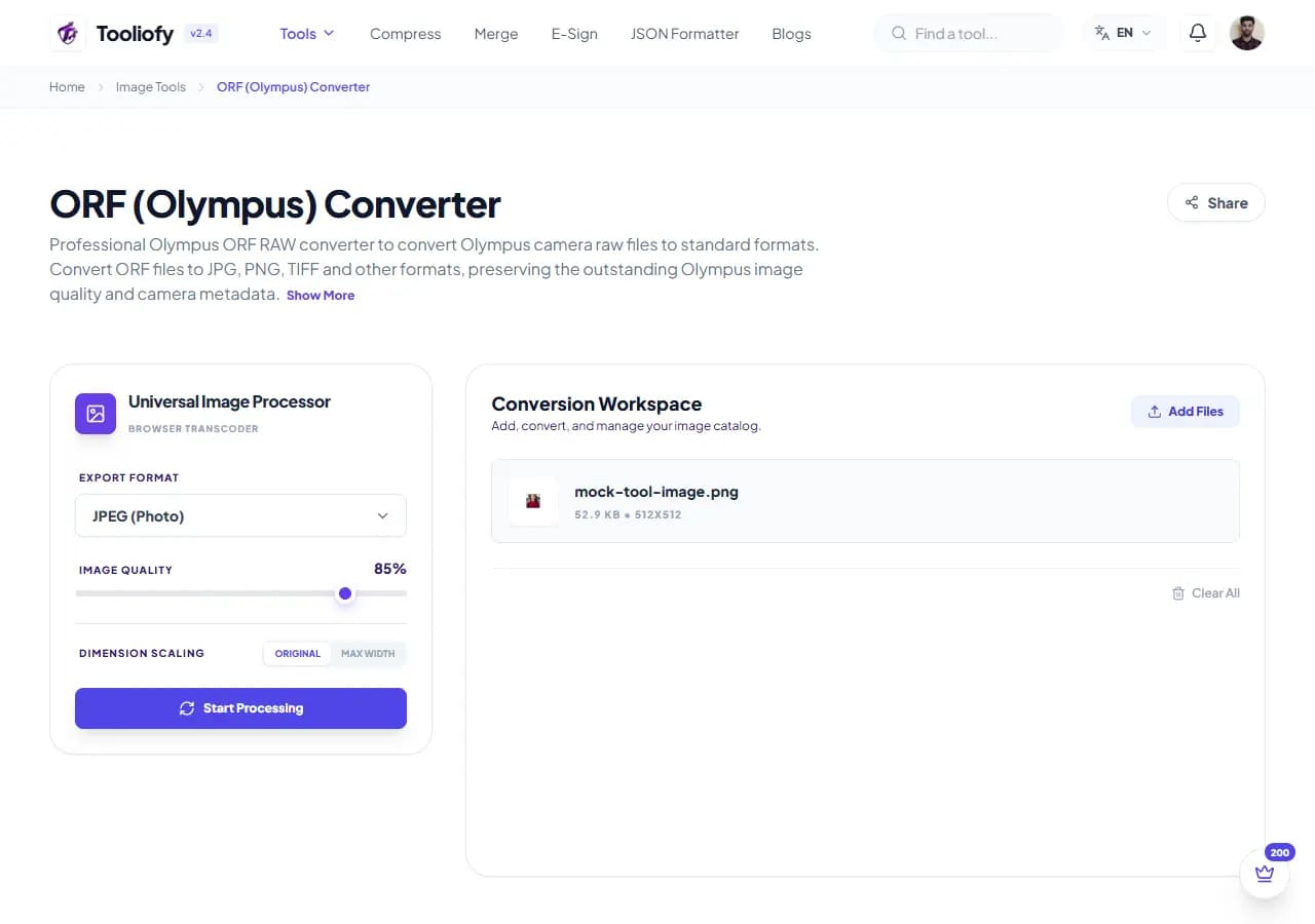 ORF (Olympus) Converter - Processing