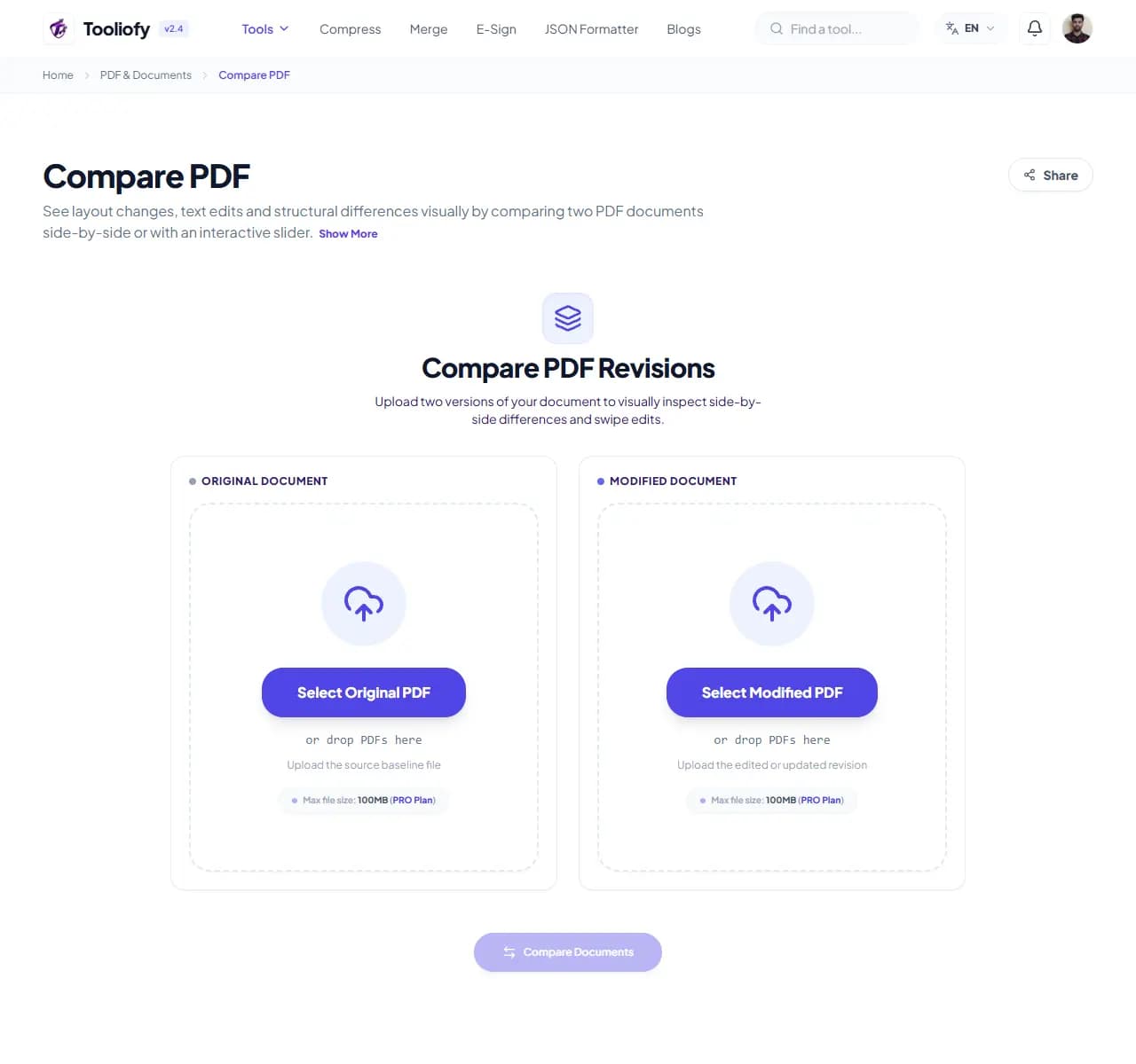Compare PDF - Select File