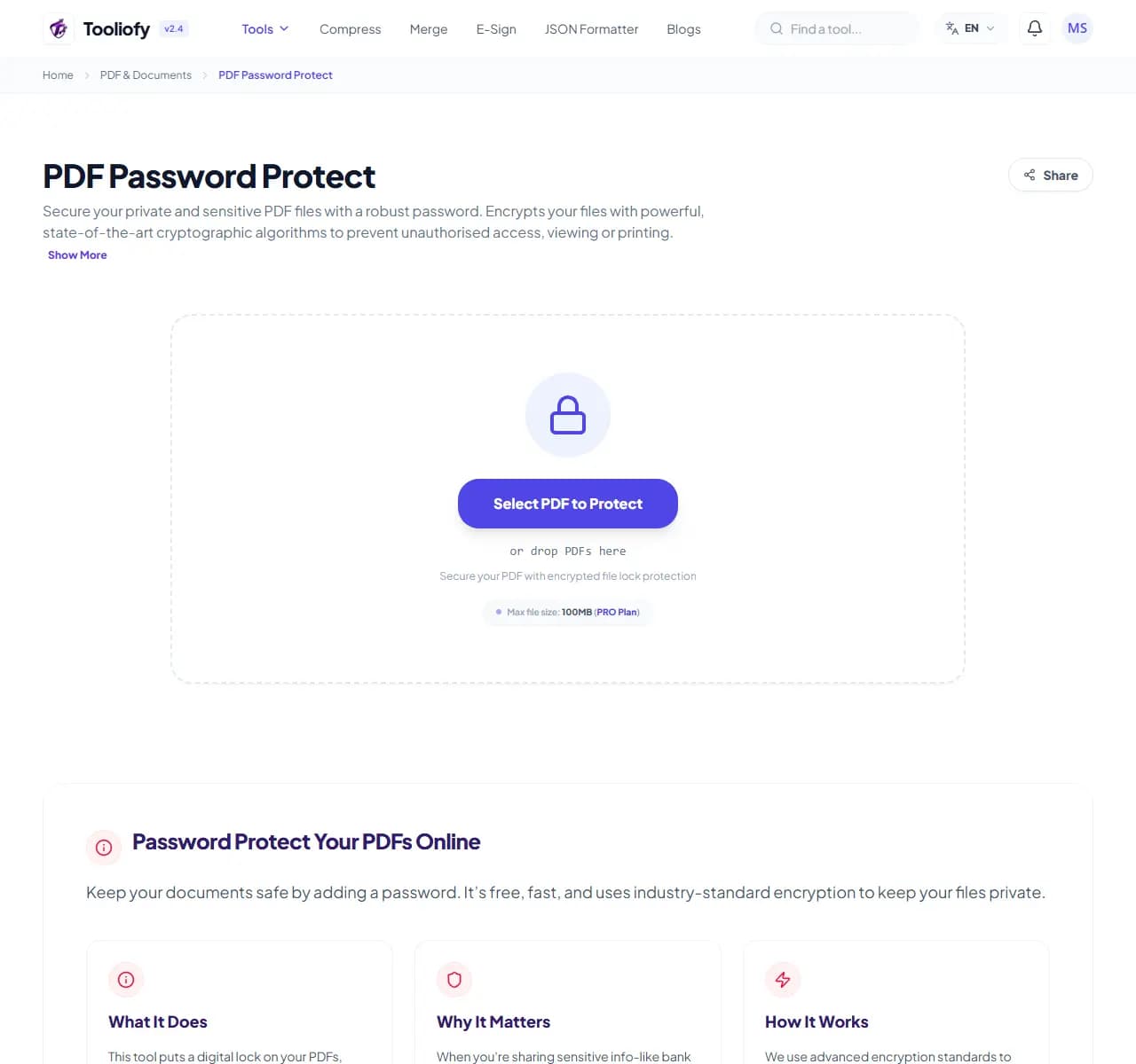 PDF Password Protect - Select File