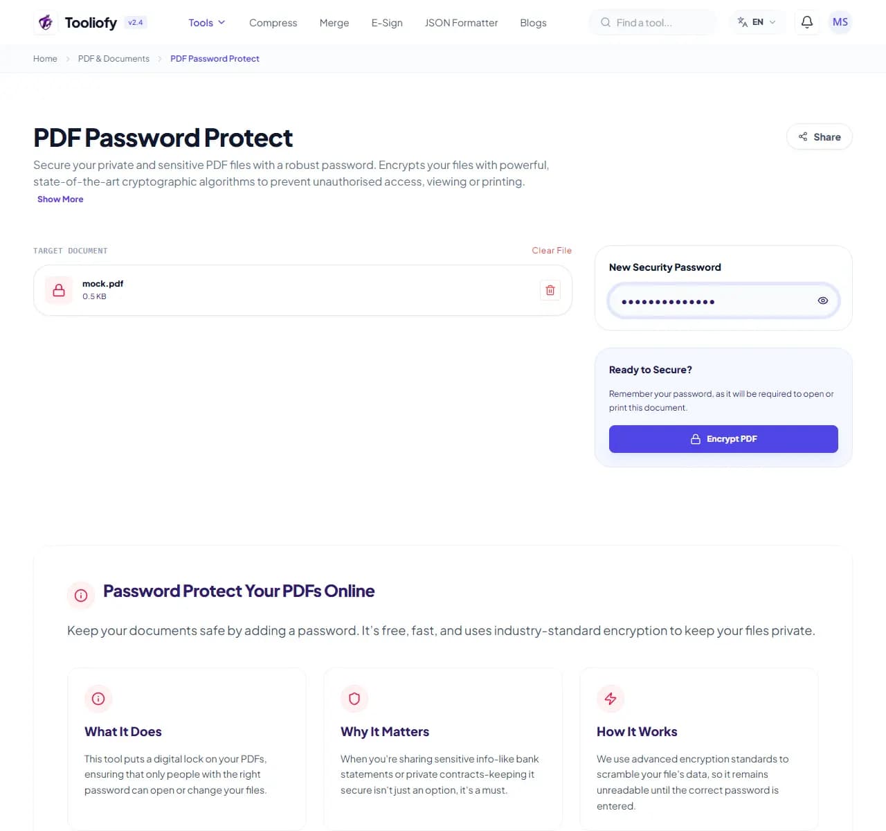 PDF Password Protect - Processing