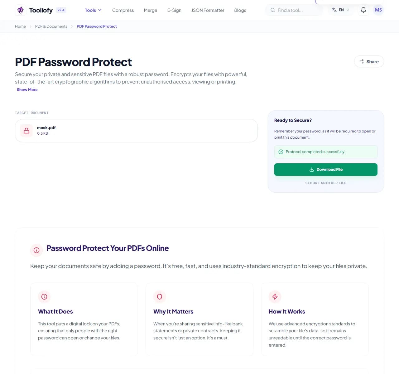 PDF Password Protect - Download File