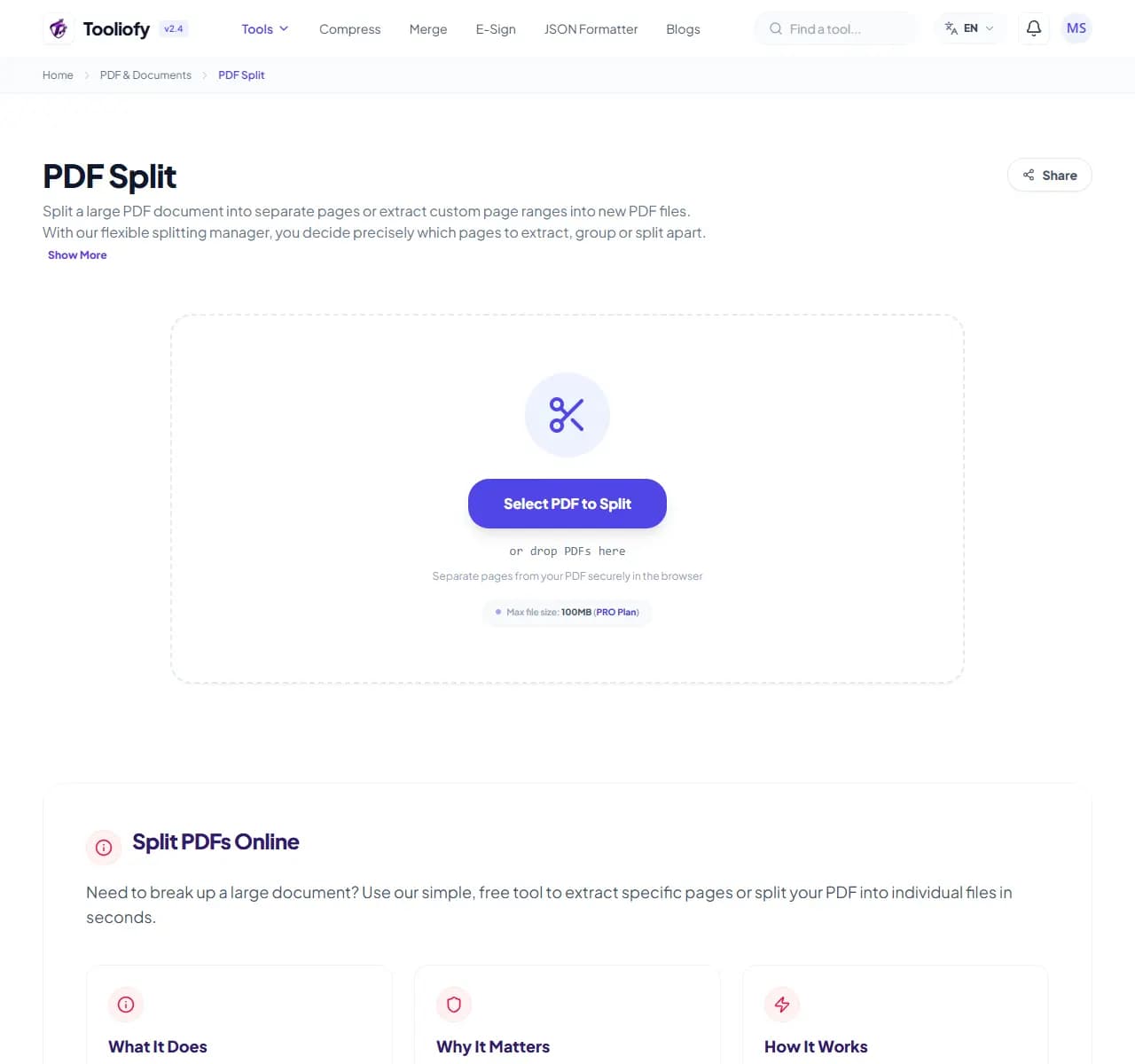 PDF Split - Select File