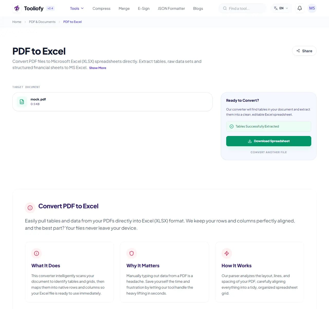 PDF to Excel - Download File