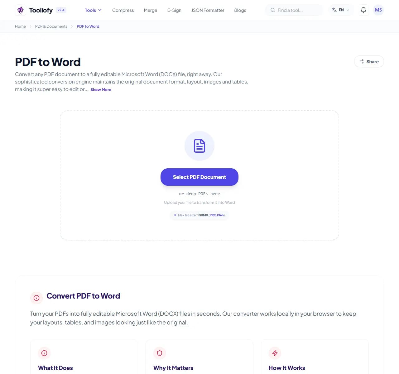 PDF to Word - Select File