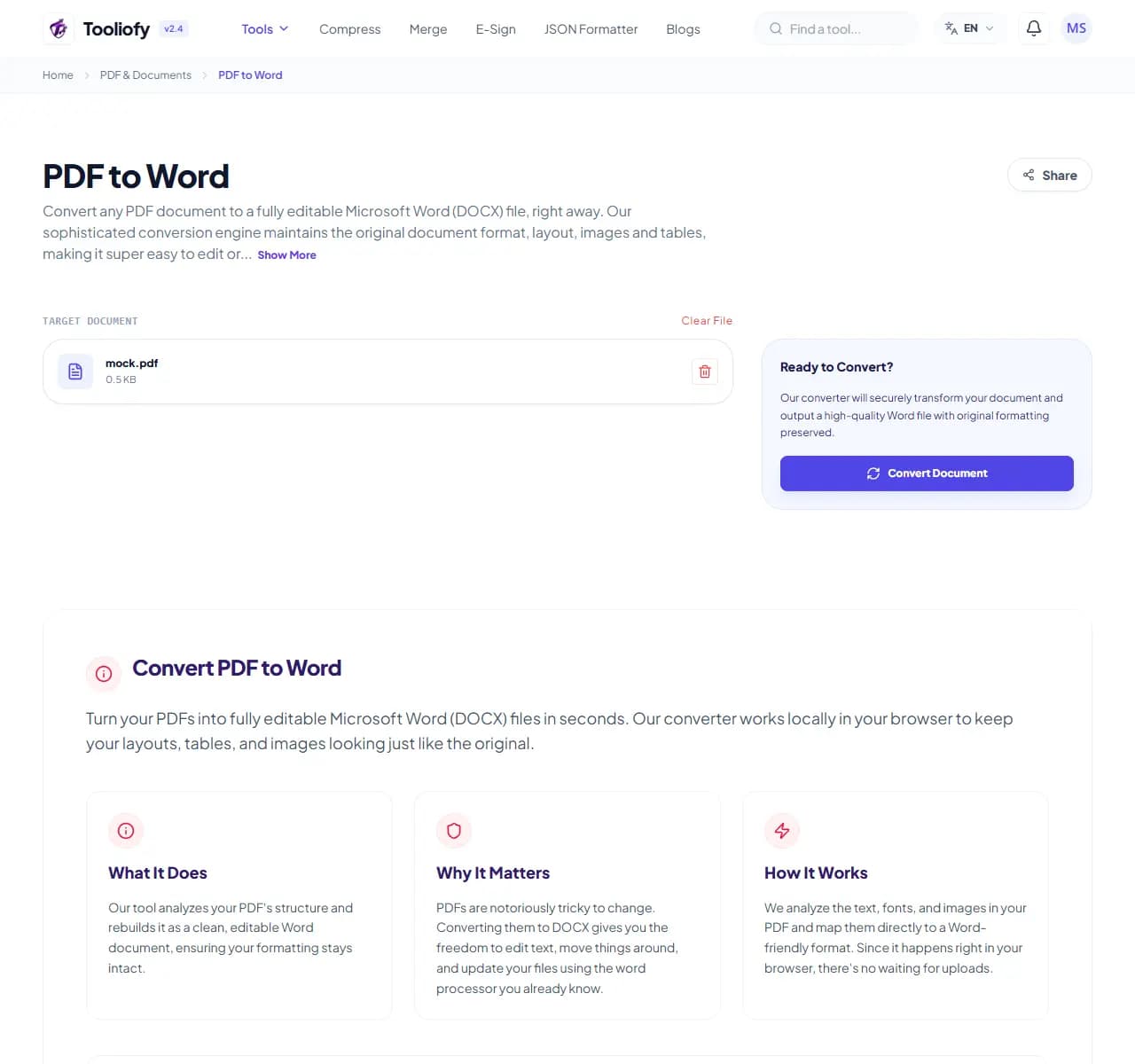 PDF to Word - Processing