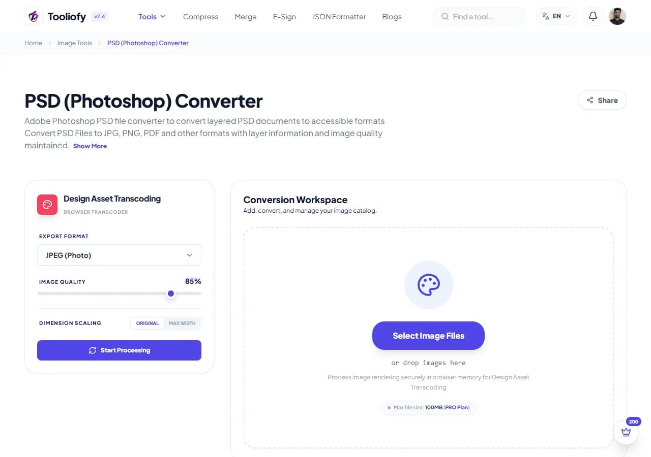 PSD (Photoshop) Converter - Select File