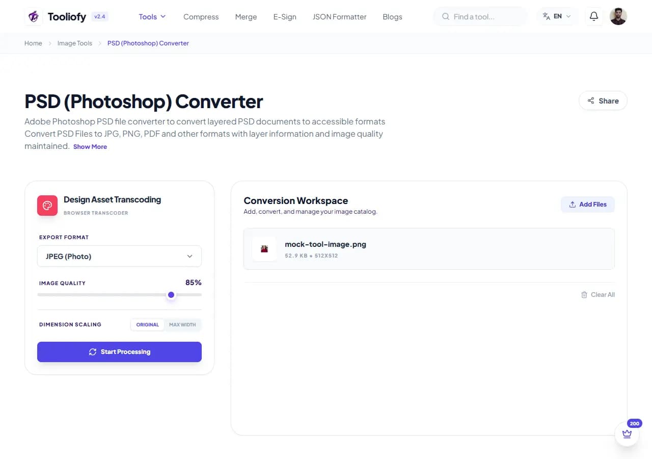 PSD (Photoshop) Converter - Processing