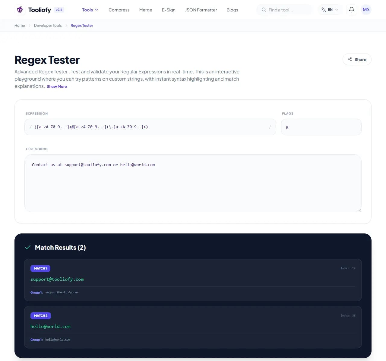 Regex Tester - Select File