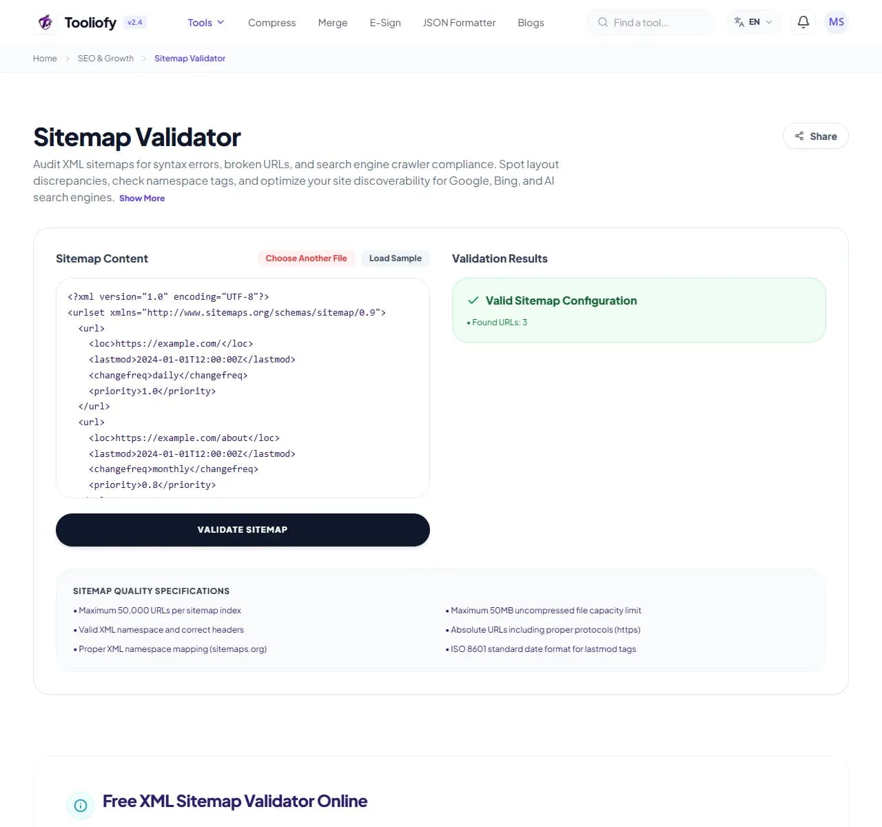 Sitemap Validator - Processing