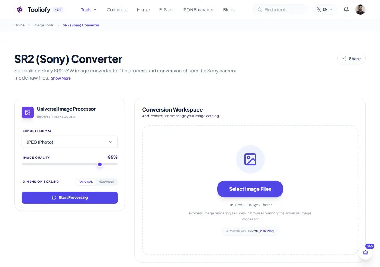 SR2 (Sony) Converter - Select File