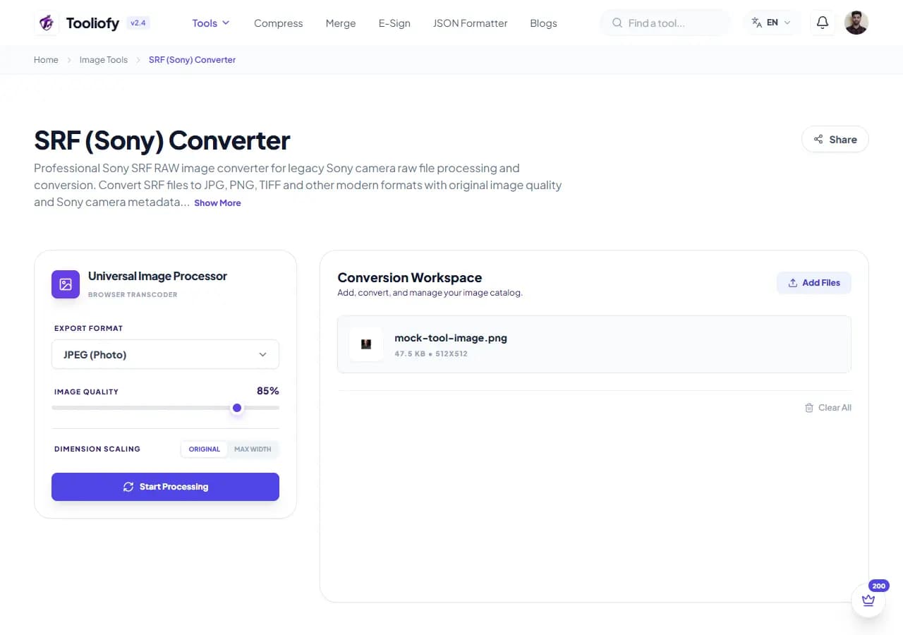 SRF (Sony) Converter - Processing