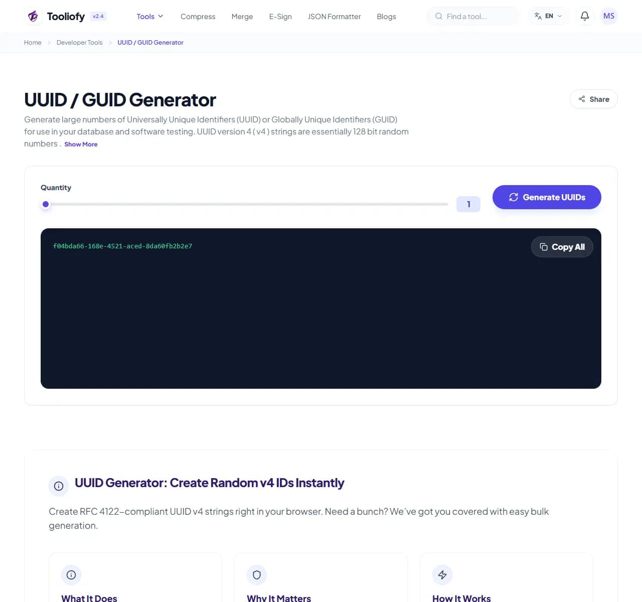 UUID / GUID Generator - Select File