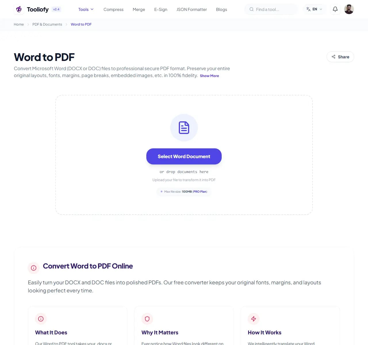 Word to PDF - Select File