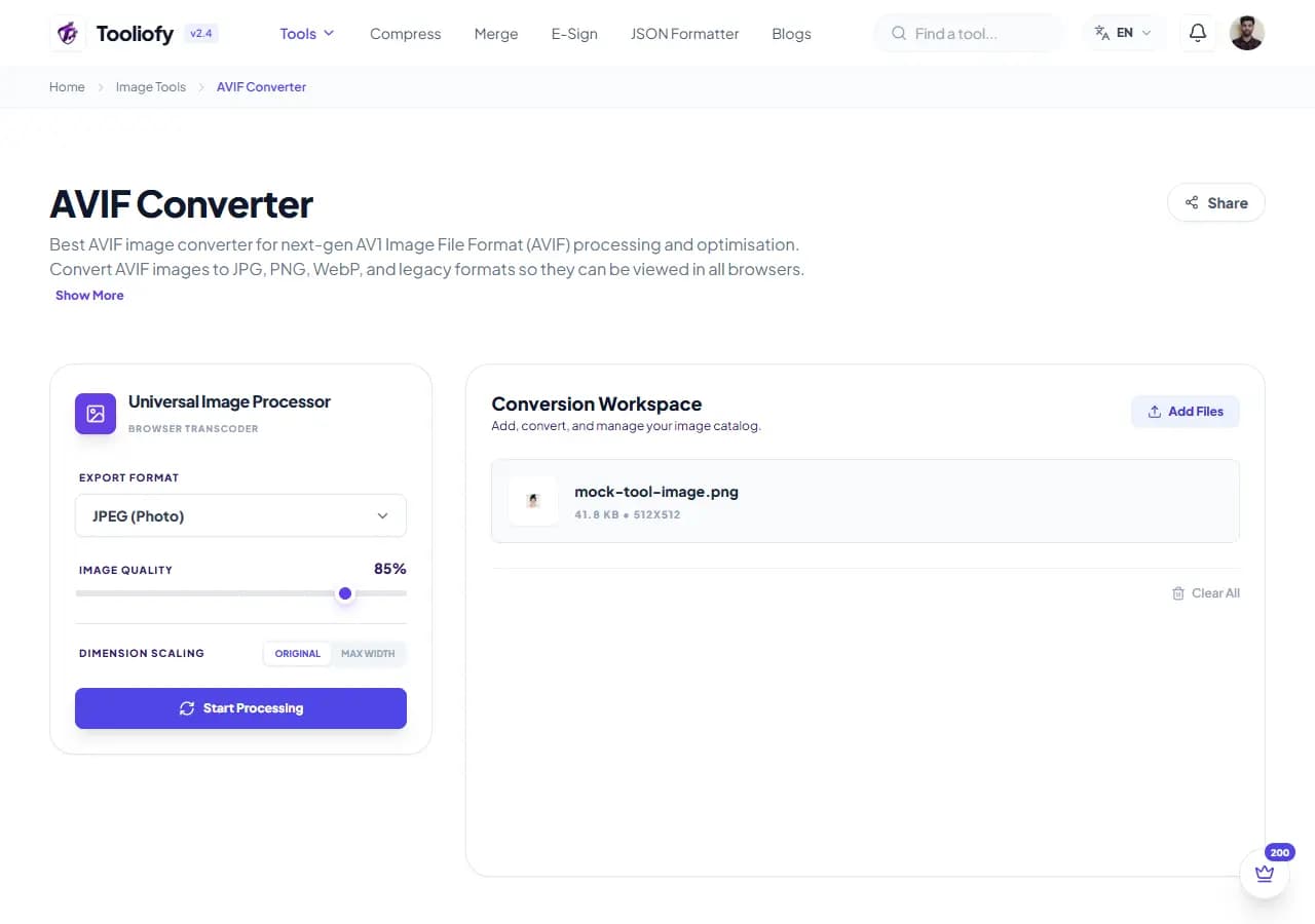 AVIF Converter - Processing