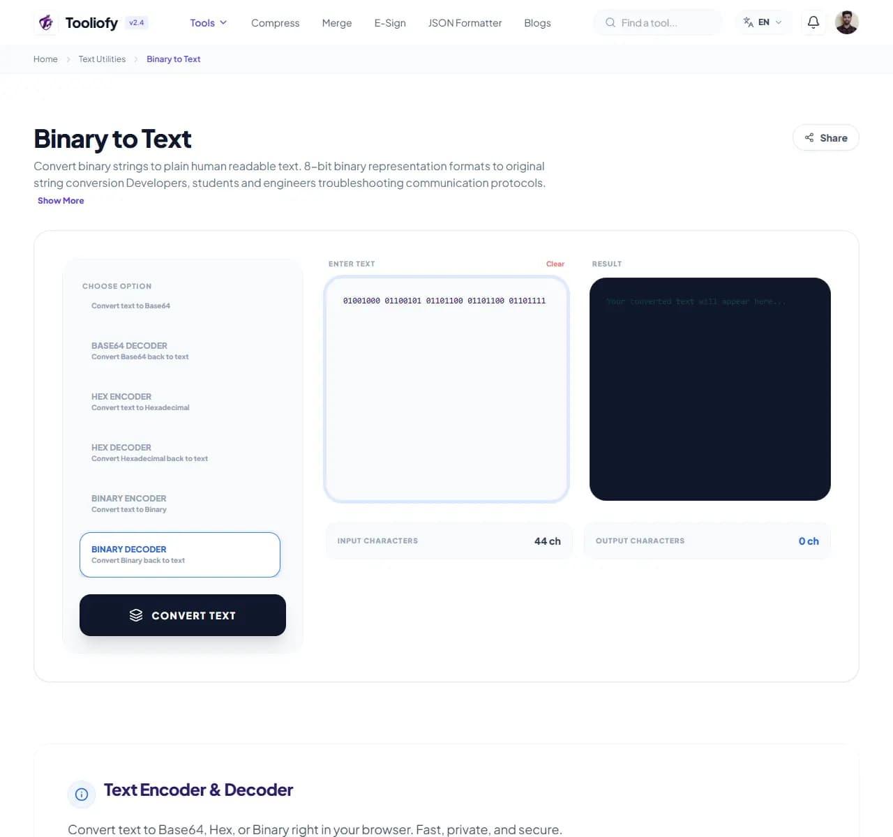 Binary to Text - Processing