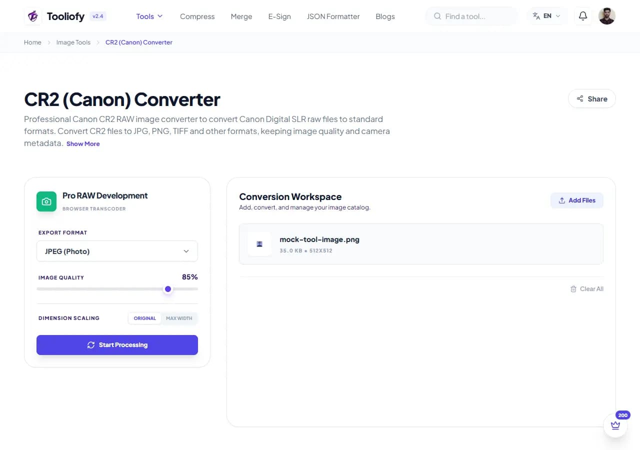 CR2 (Canon) Converter - Processing