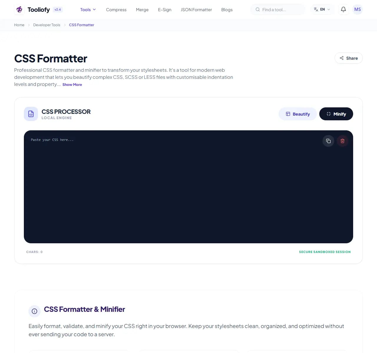 CSS Formatter - Select File