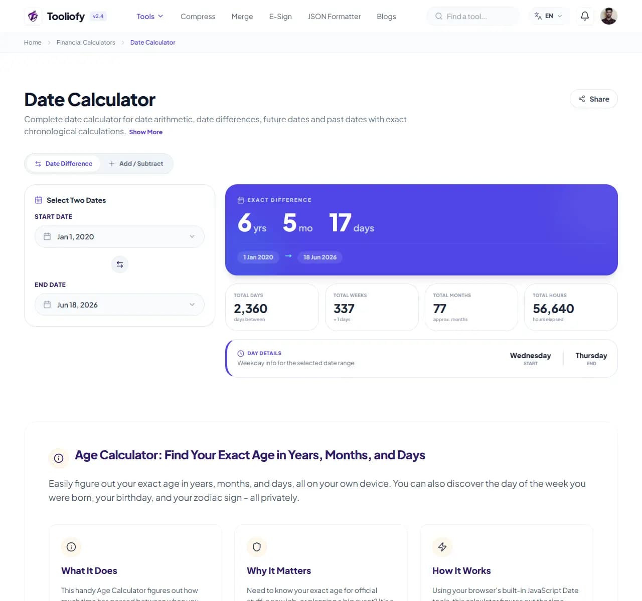 Date Calculator - Select File
