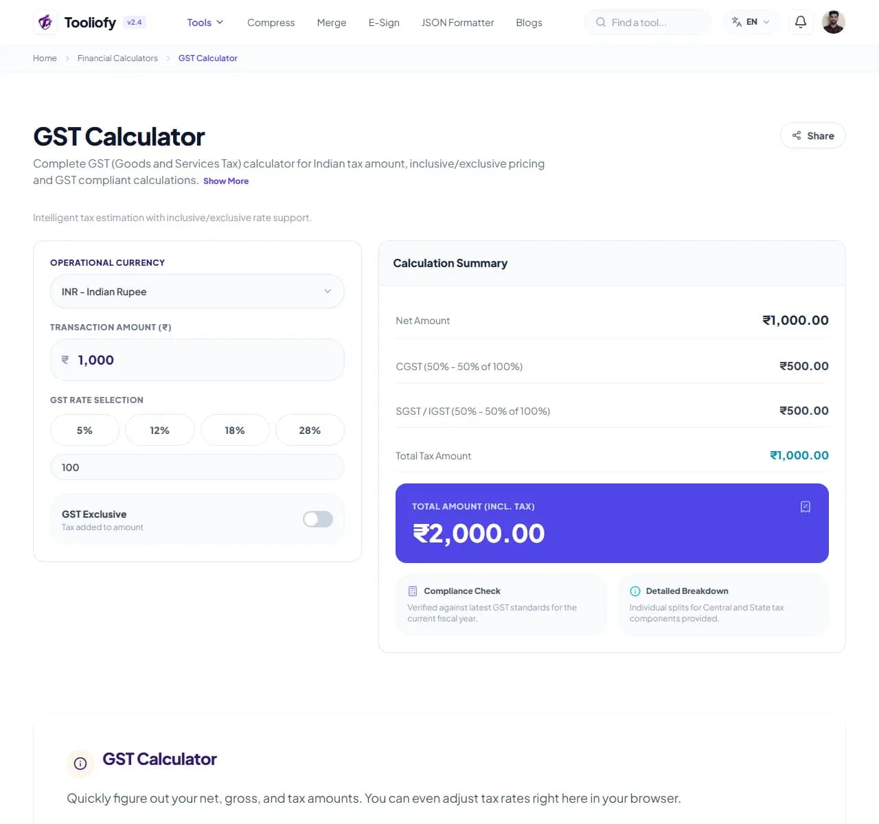 GST Calculator - Processing
