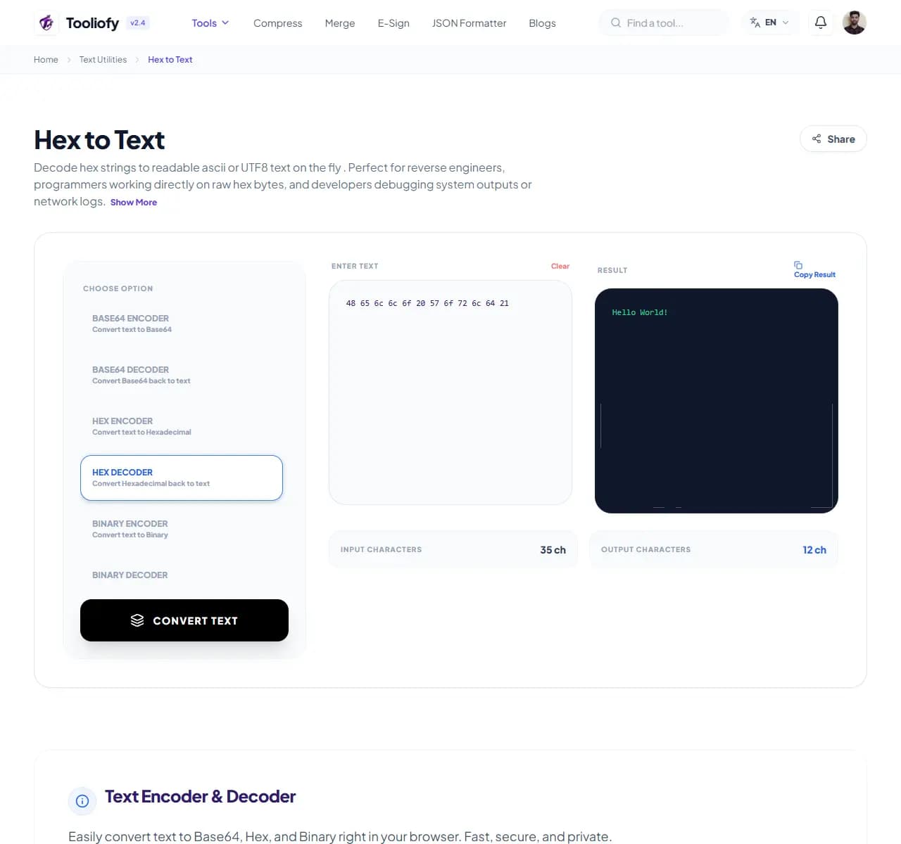 Hex to Text - Download File