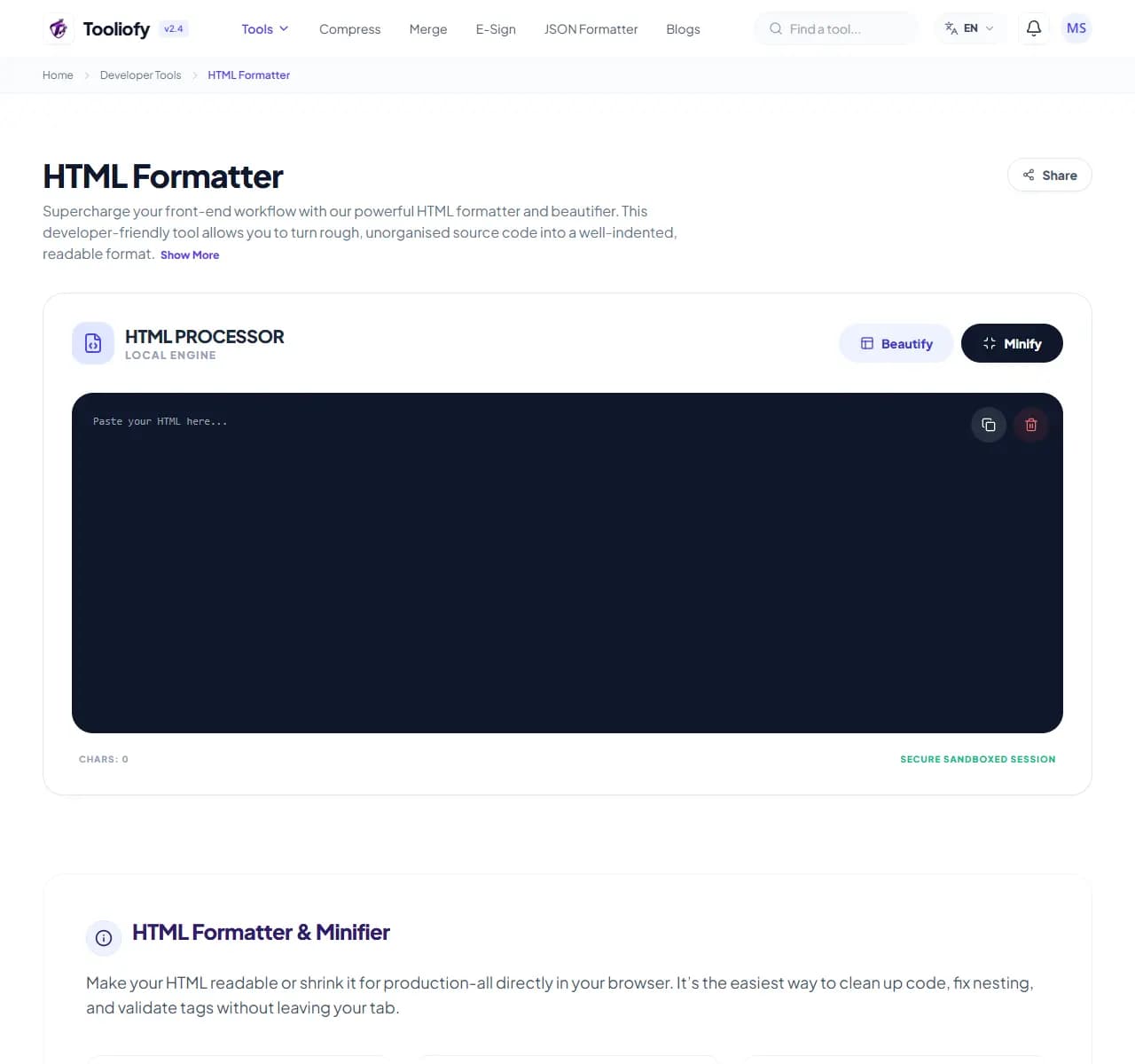 HTML Formatter - Select File