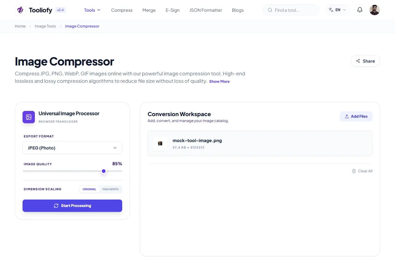 Image Compressor - Processing