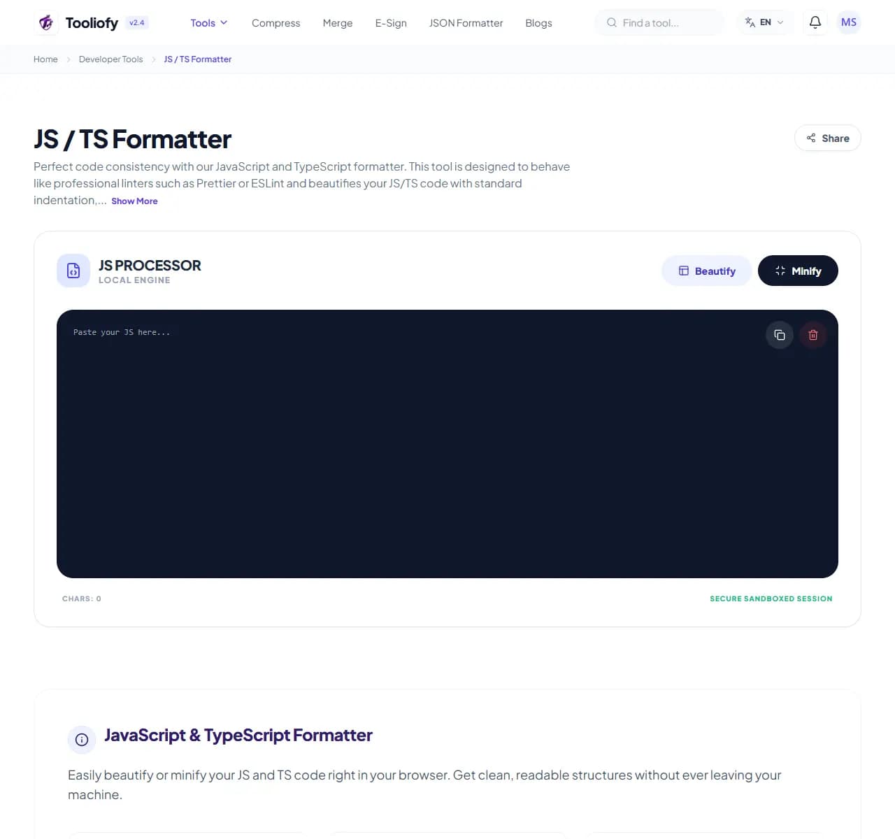 JS / TS Formatter - Select File