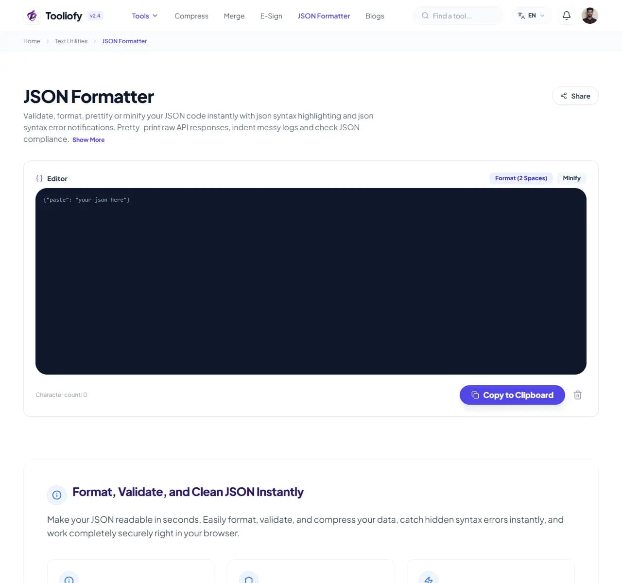 JSON Formatter - Select File