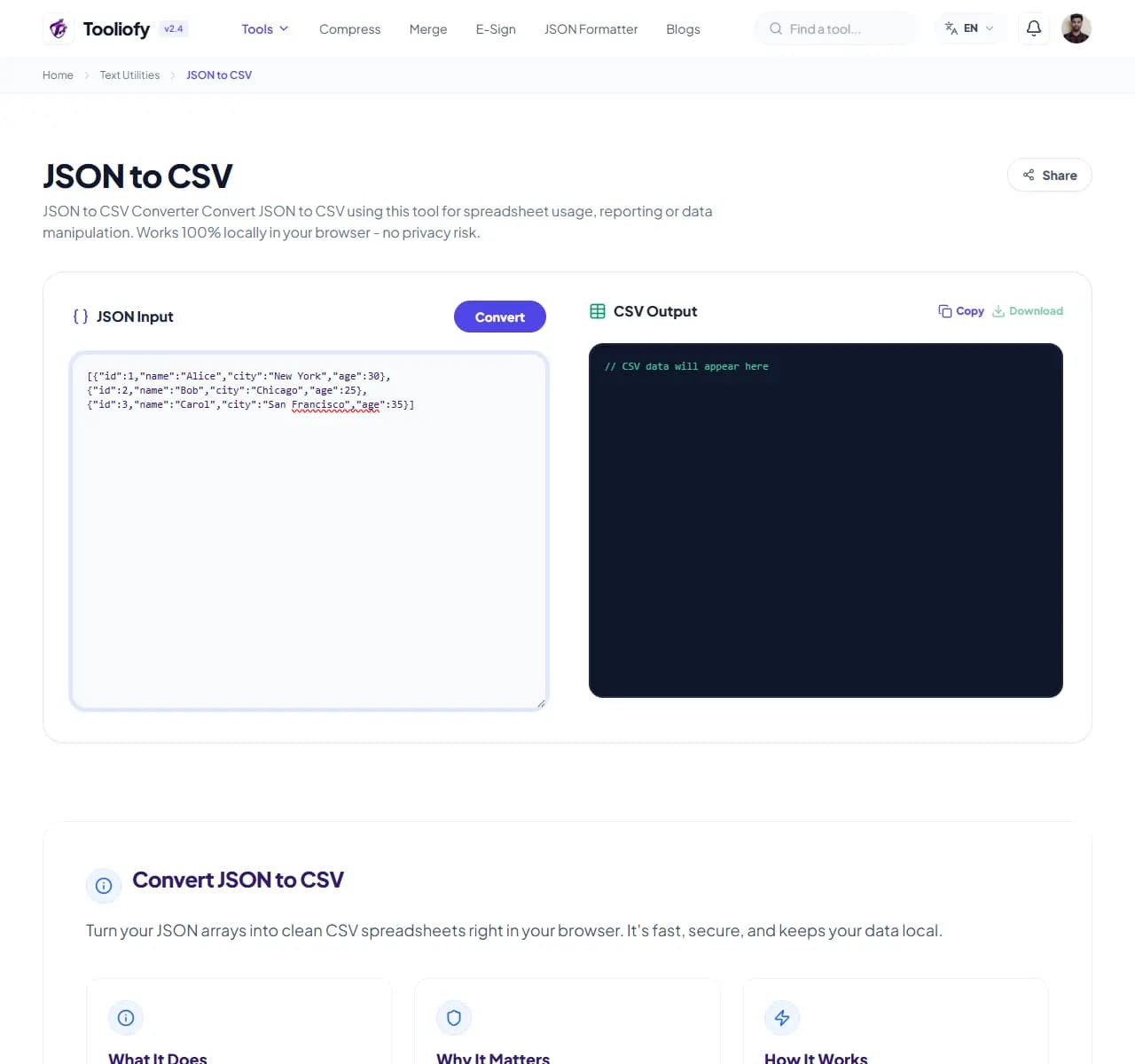 JSON to CSV - Processing