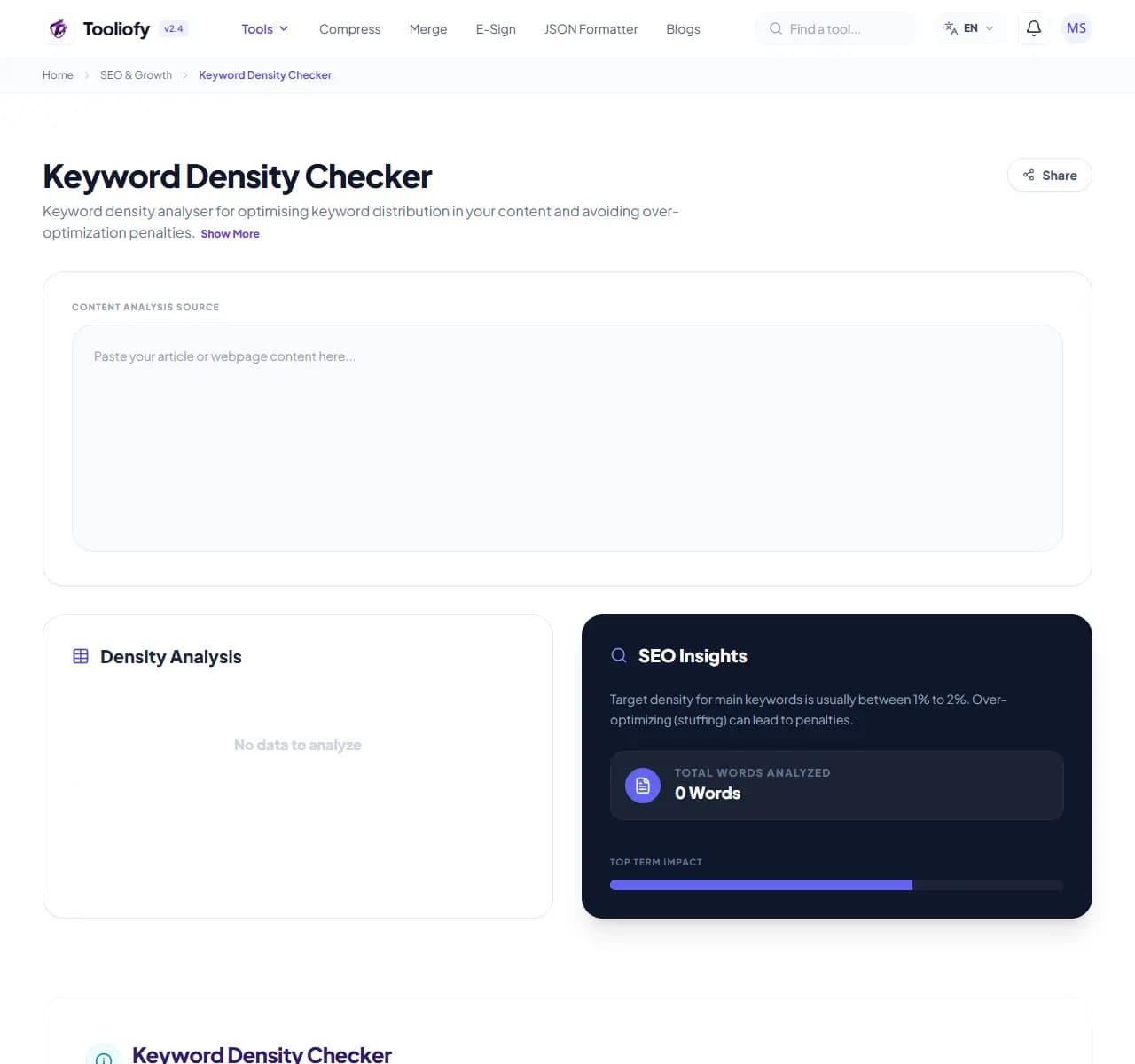 Keyword Density Checker - Select File