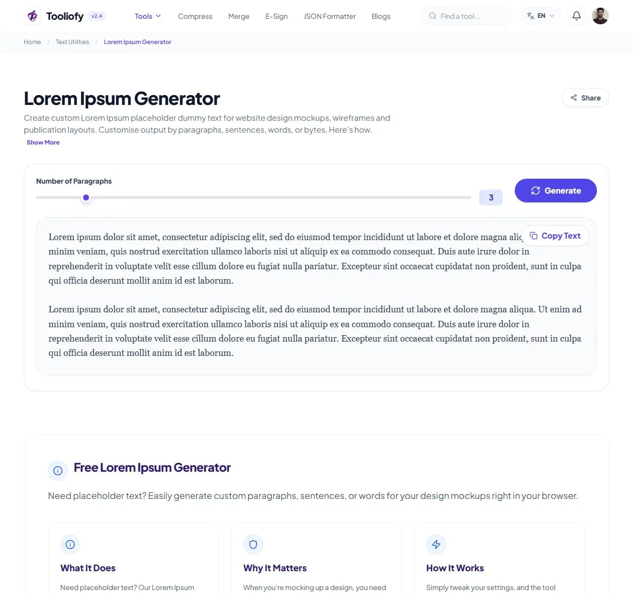 Lorem Ipsum Generator - Select File