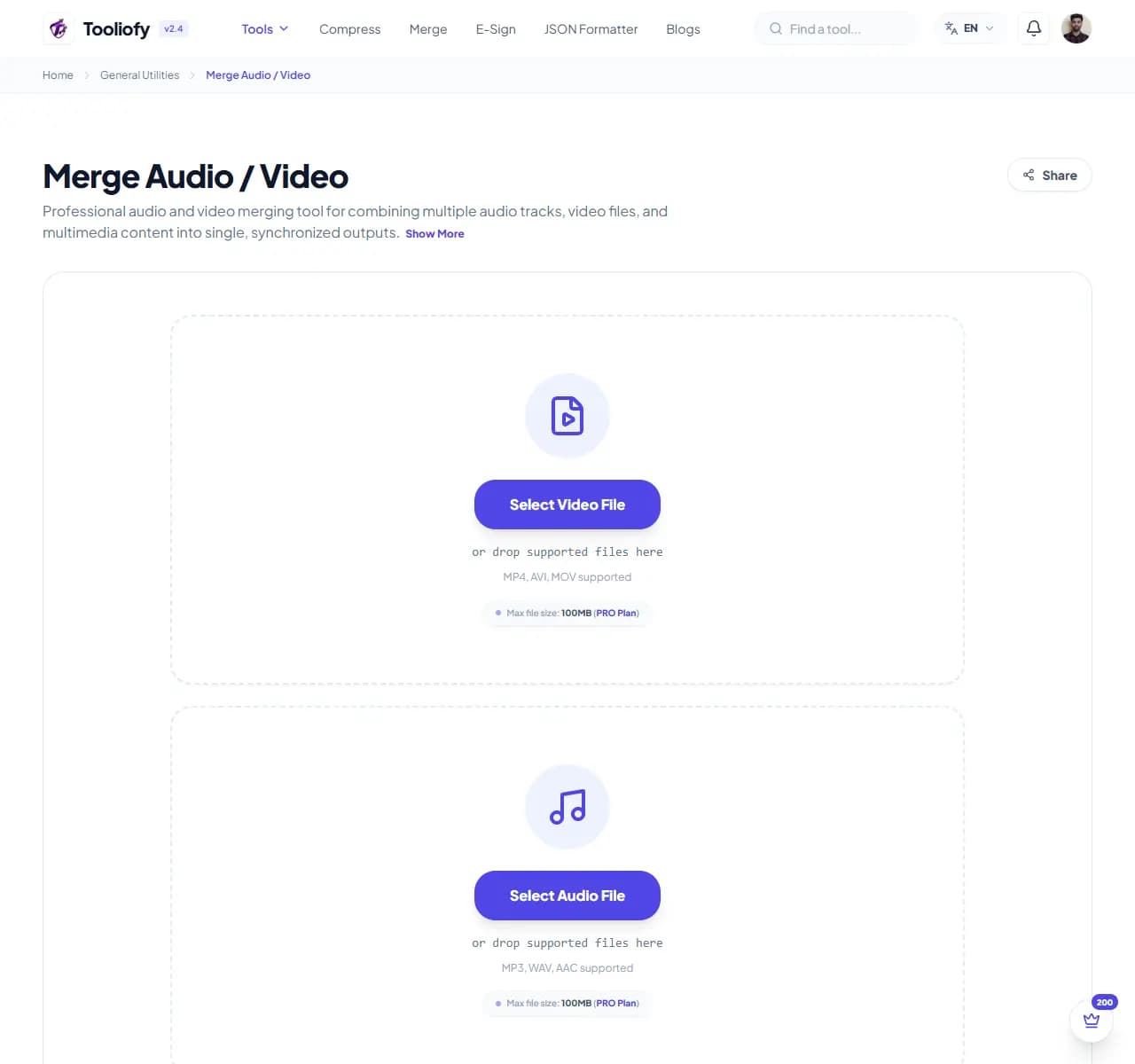 Merge Audio / Video - Select File