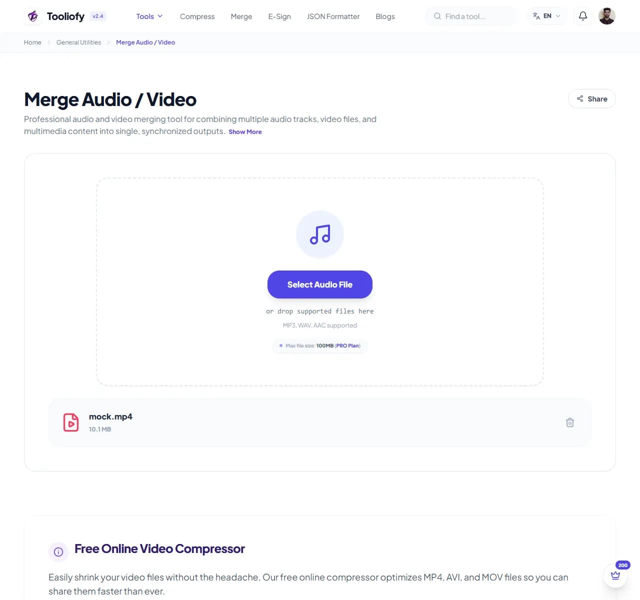 Merge Audio / Video - Processing