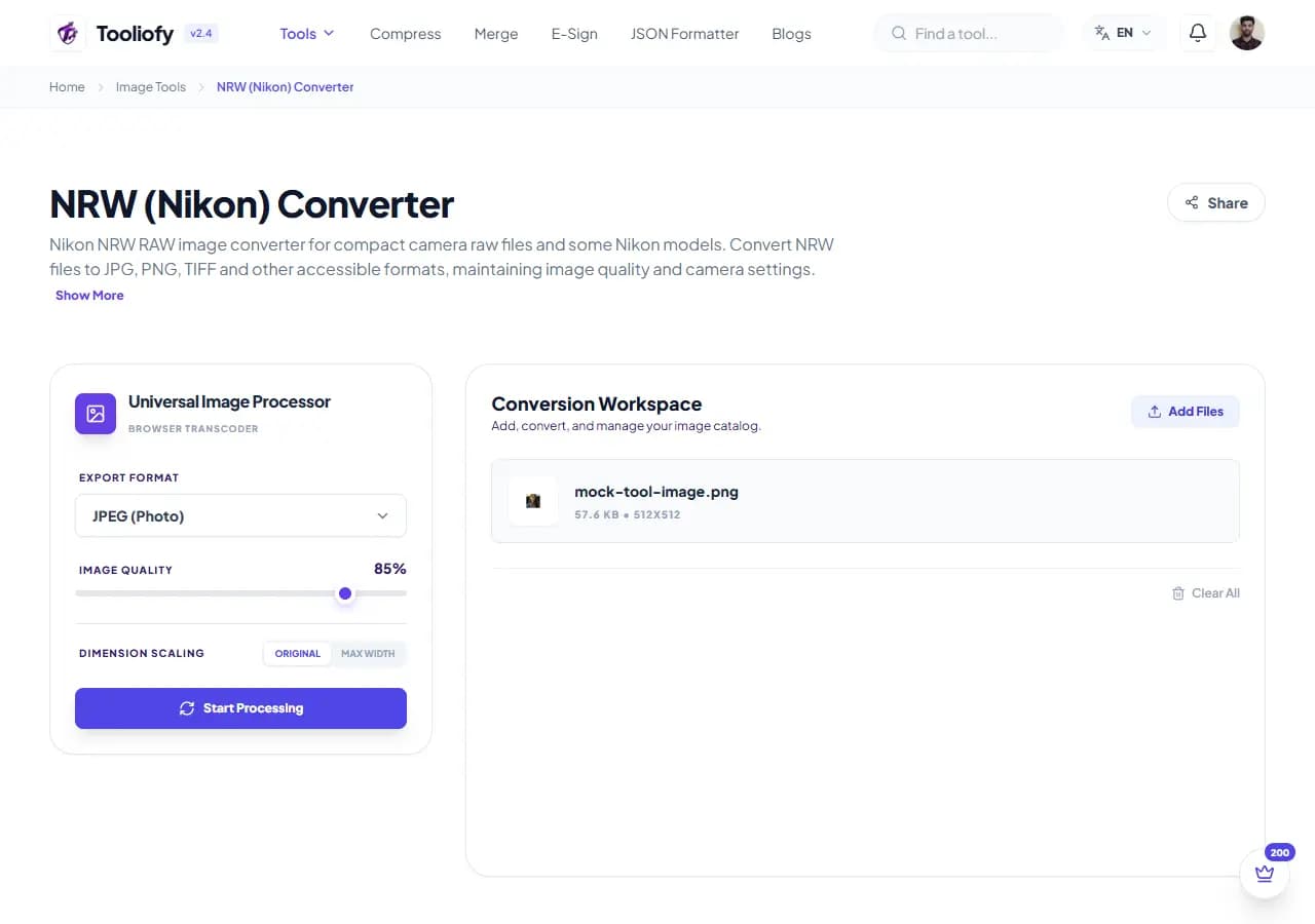 NRW (Nikon) Converter - Processing