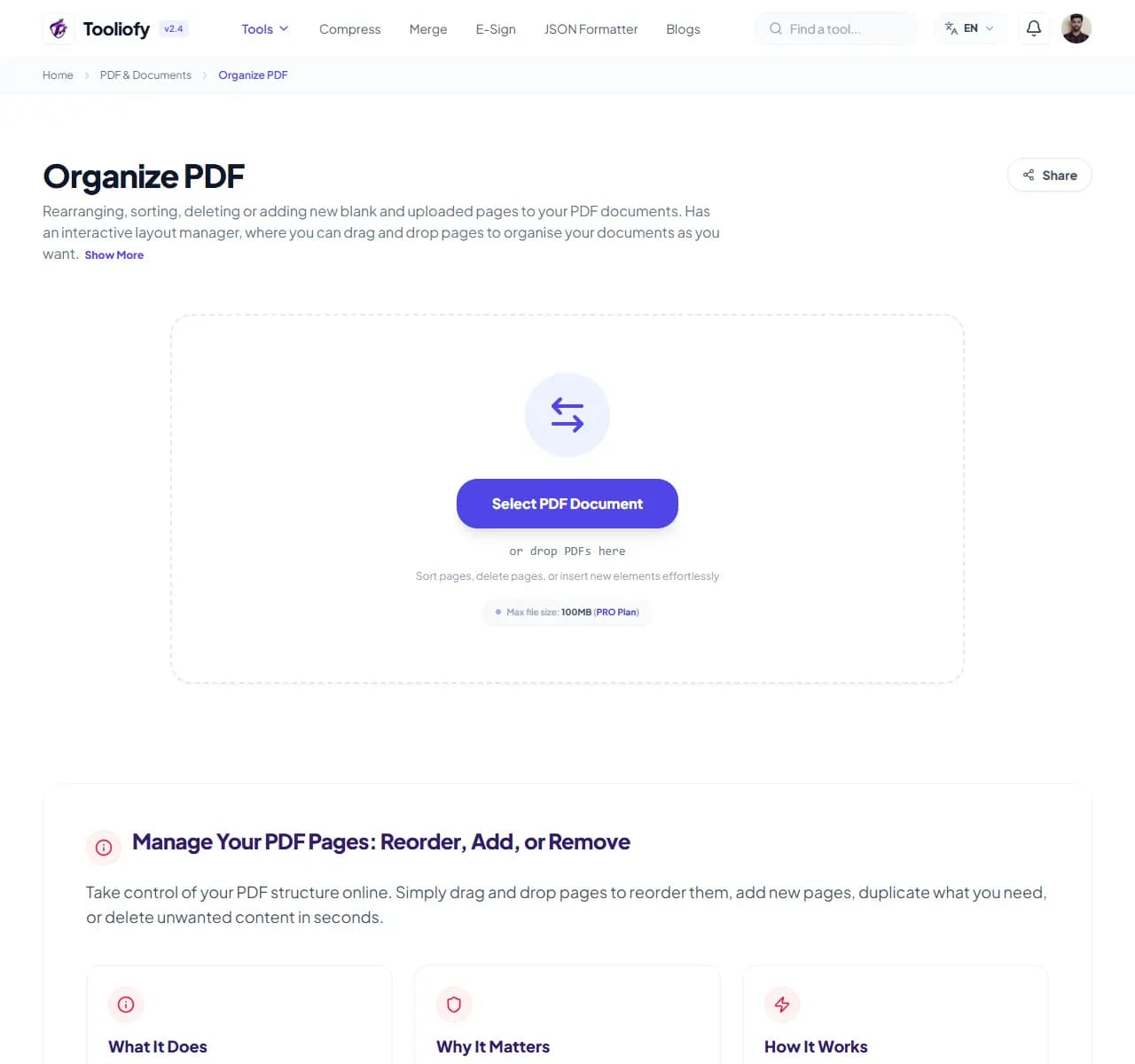 Organize PDF - Select File