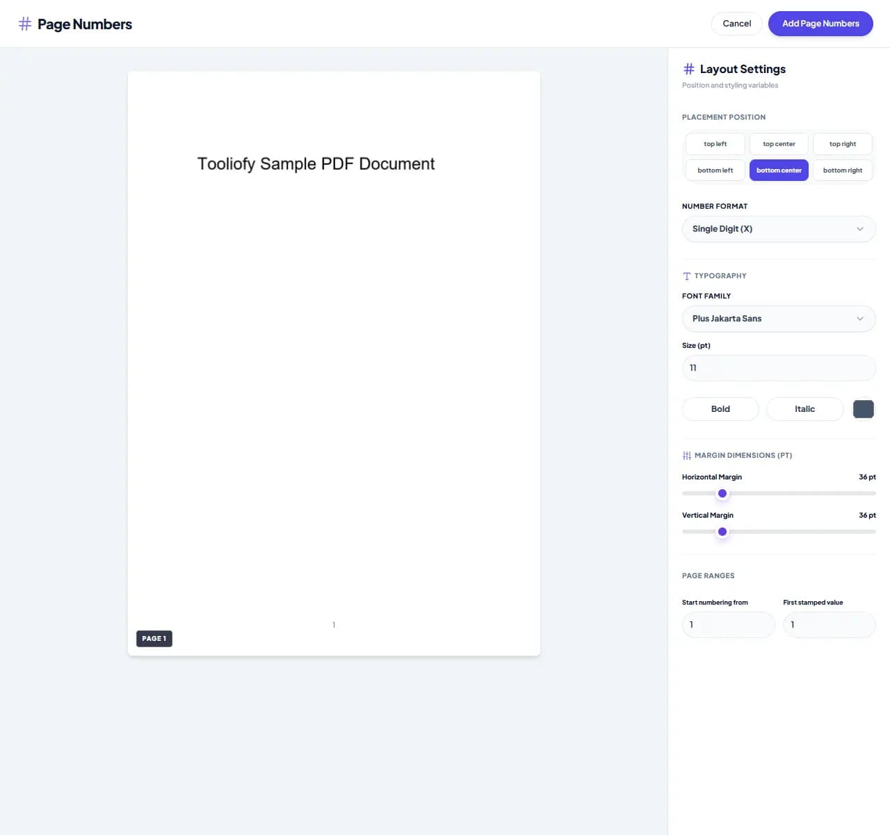 Add Page Numbers - Processing