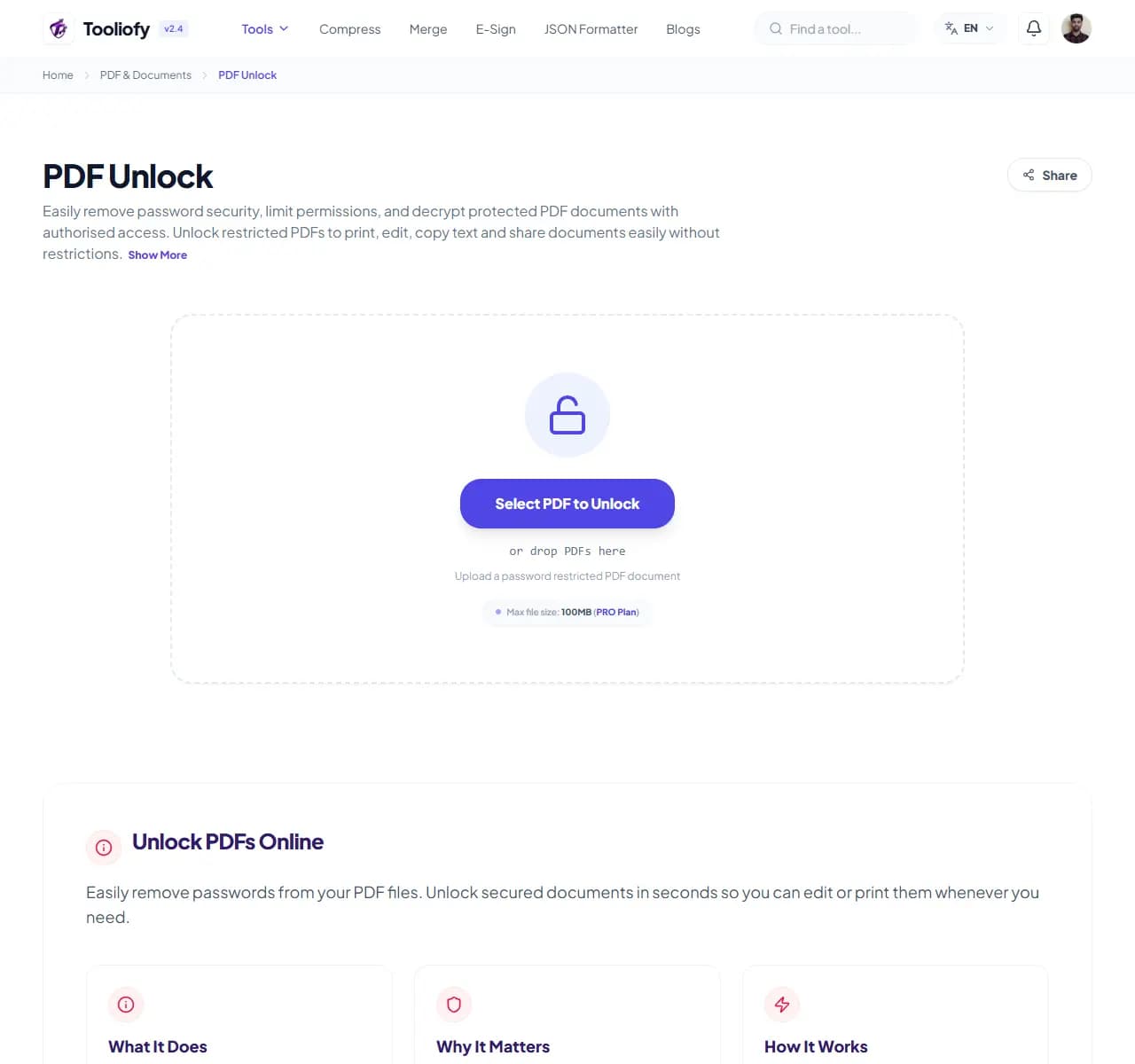 PDF Unlock - Select File