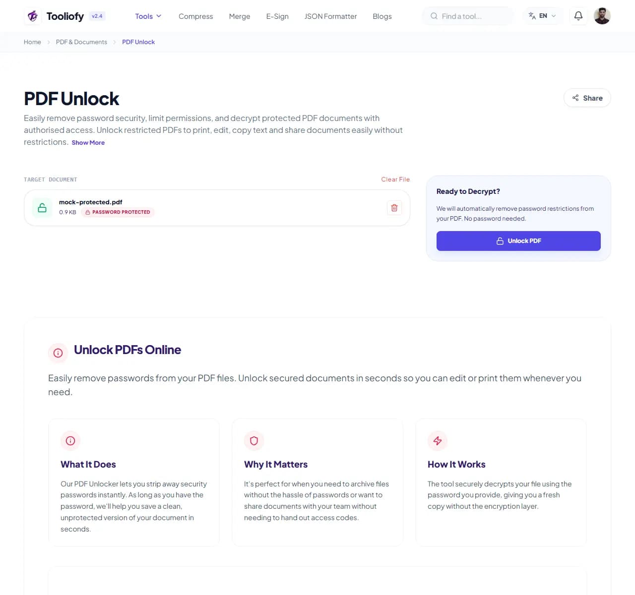 PDF Unlock - Processing