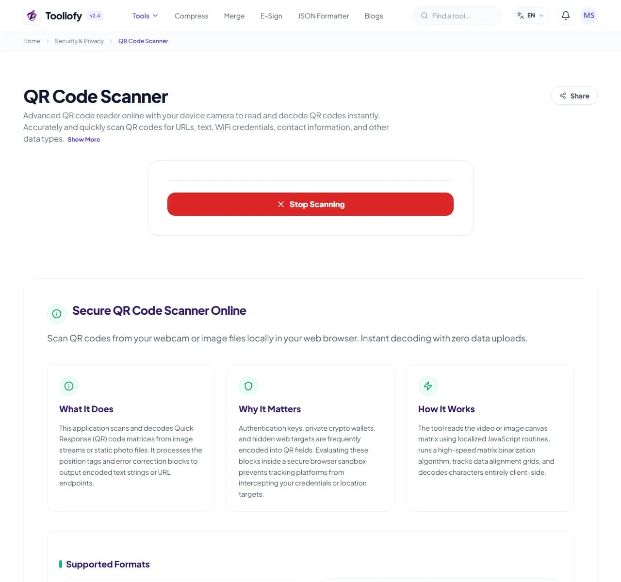 QR Code Scanner - Processing