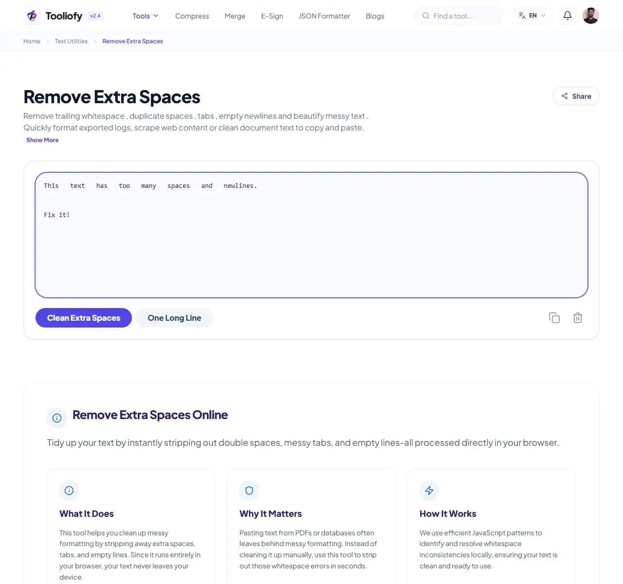 Remove Extra Spaces - Processing