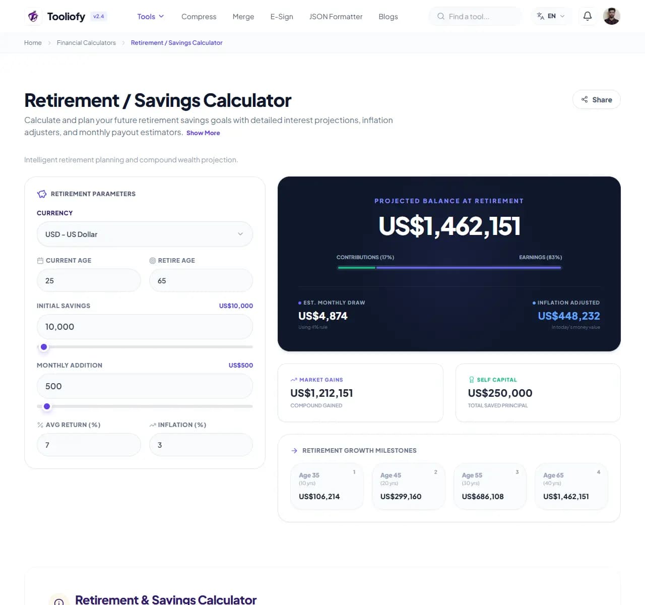 Retirement / Savings Calculator - Select File