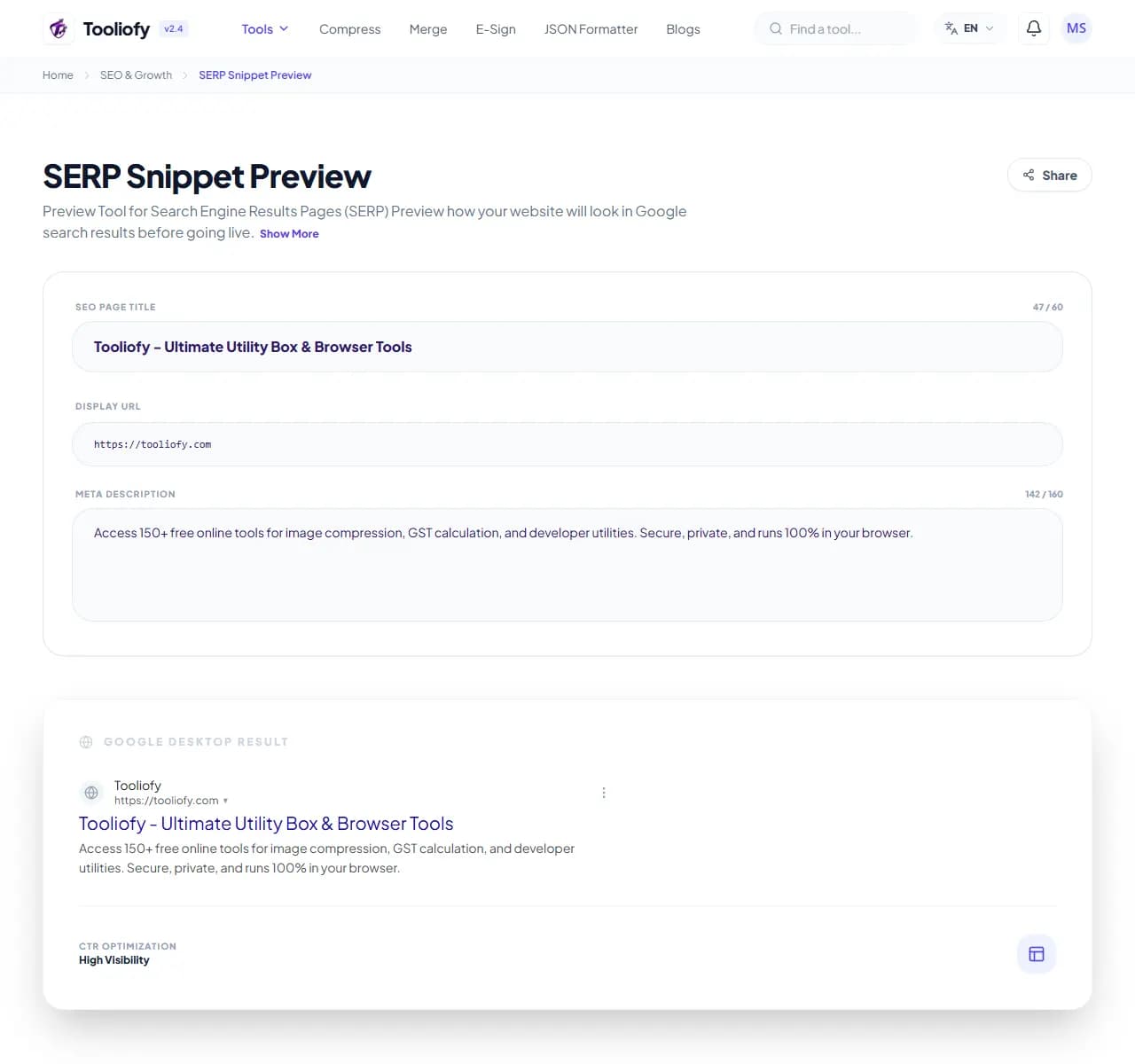 SERP Snippet Preview - Select File