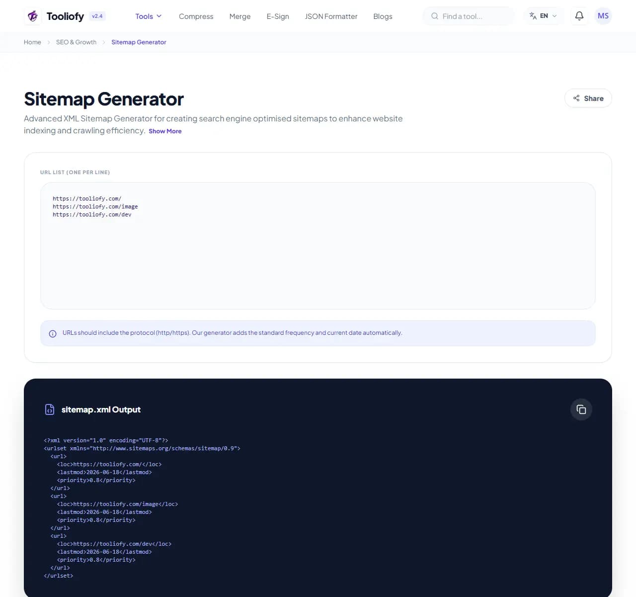 Sitemap Generator - Select File